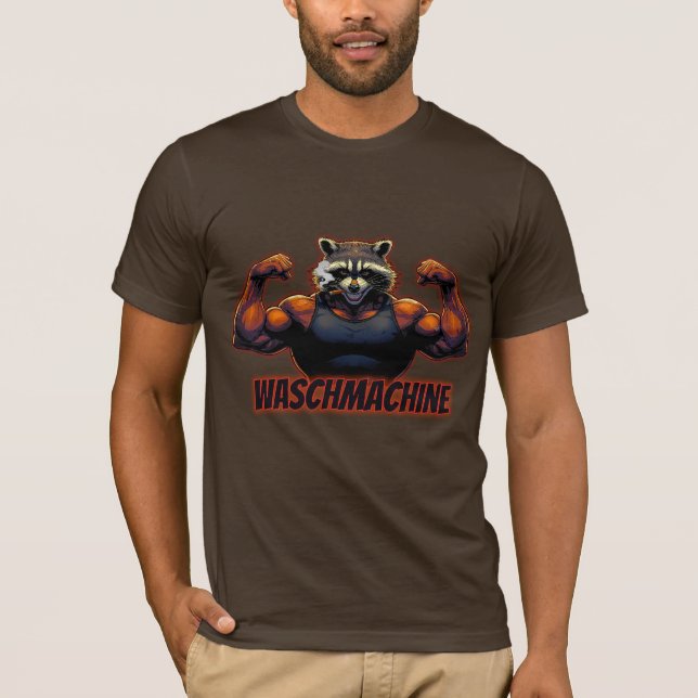 Waschmachine – Strong Raccoon Gym Design T-Shirt (Front)