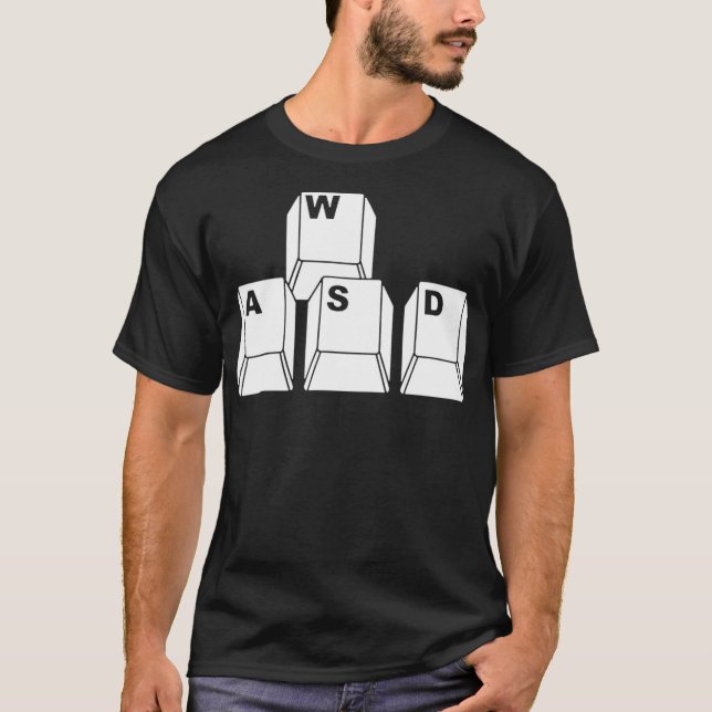 WASD PC Computer Tee Keyboard Video Game Funny Gif (Front)