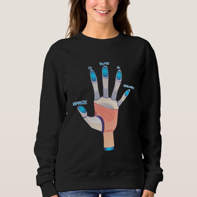 WASD PC Gamer Hand Gamer Video Gaming Boys Men Vin Sweatshirt (Front)