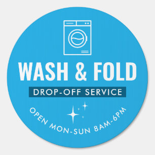 Wash and Fold Service Laundry Dry Cleaners Blue Sign