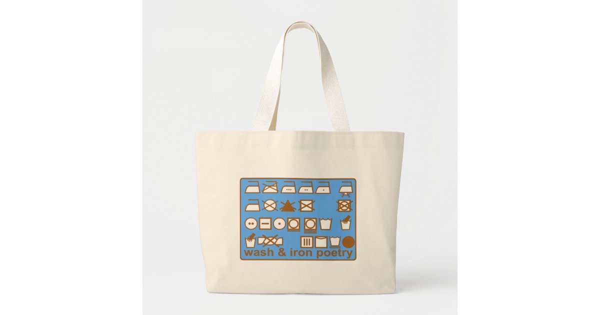 Wash And Iron Poetry Pictograms Large Tote Bag
