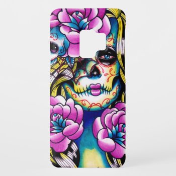 Wash Away Sugar Skull Girl Case-mate Samsung Galaxy S9 Case by NeverDieArt at Zazzle
