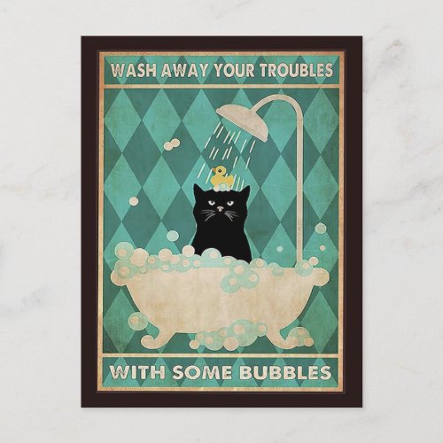 Wash Away Your Troubles _ Cute Cat Get Well  Postcard