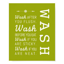 Wash | Bathroom Rules Poster Art Print 8x10