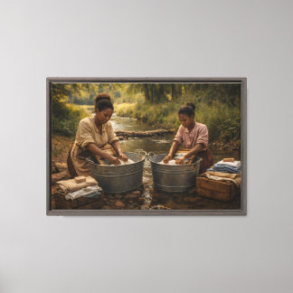 Wash Day at the Creek Canvas Print