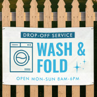 Wash & Fold Service Laundry Dry Cleaner Blue White