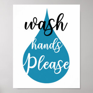 Wash hands bathroom poster