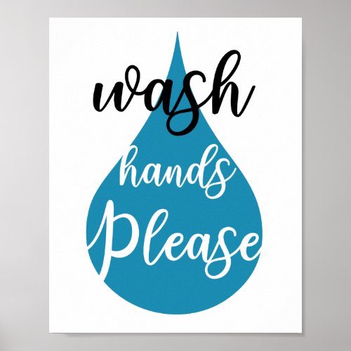 Wash hands bathroom poster