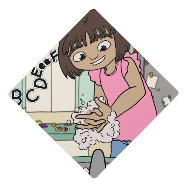 Wash Hands Graduation Cap Topper (Front)