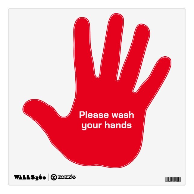 Wash Hands - Stop - Hygiene for Kitchen / Restroom Wall Decal (Front)