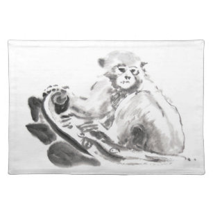 Wash Painting Monkey Year Zodiac C Placemat