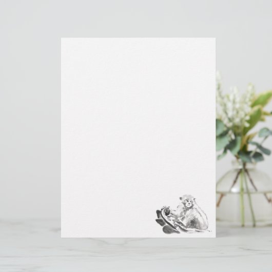 Wash Painting Monkey Year Zodiac Letterhead (Standing Front)