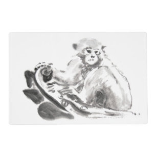 Wash Painting Monkey Year Zodiac Placemat