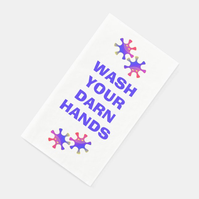 Wash Your Darn Hands Funny Custom Germ Warning Paper Guest Towels (Corner)