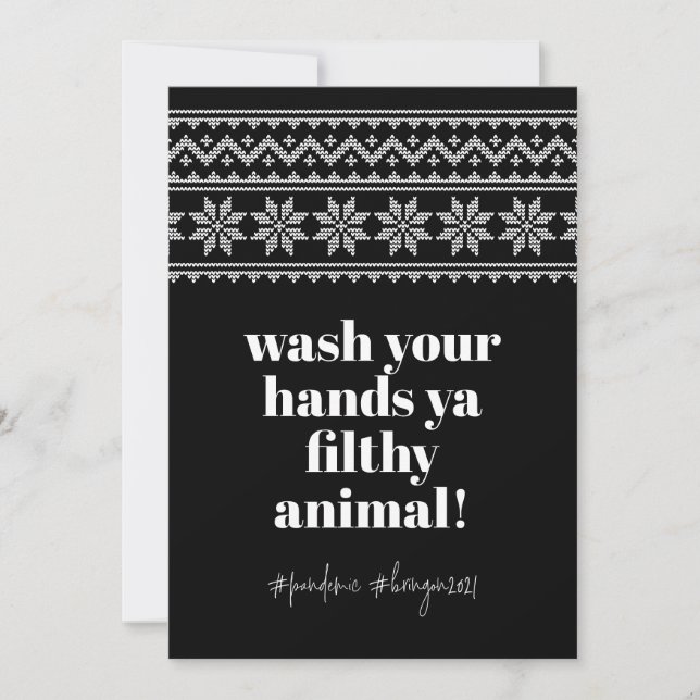 Wash Your Hands 2020 Funny Humor Sweater Stitch Holiday Card (Front)