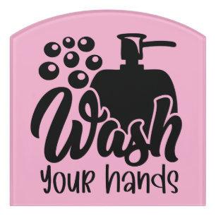 Wash Your Hands Bathroom Hygiene Reminder Door Sign
