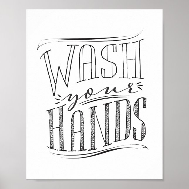 Wash Your Hands Bathroom Wall Art (Front)