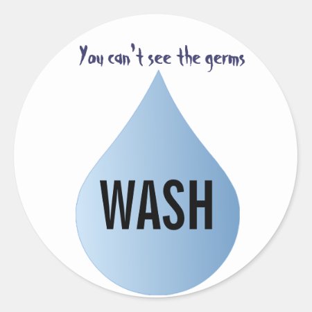 Wash Your Hands Blue Rain Drop Clean Water Sticker