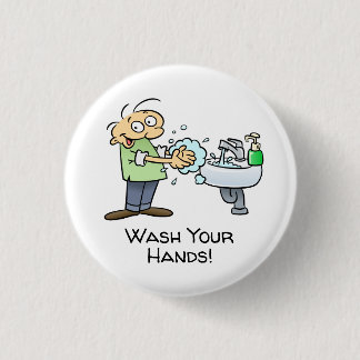 Wash Your Hands Cartoon Button