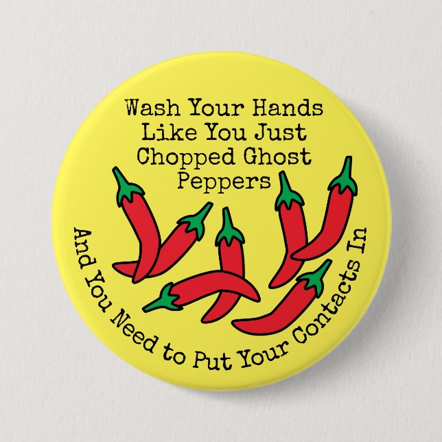 Wash Your Hands Chili Pepper Hand Hygiene Button (Front)