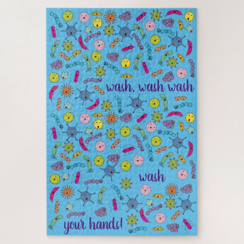 Wash Your Hands Cute Germ Jigsaw Puzzle