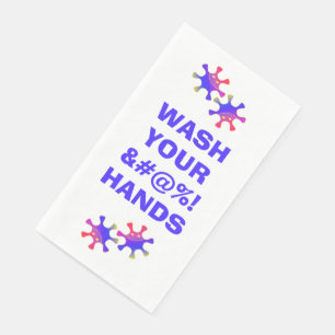 Wash Your &#%! Hands Funny Germ Warning Paper Guest Towels