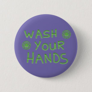 Wash Your Hands Germ Virus Text Button
