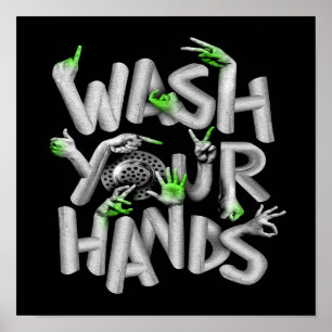 Wash Your Hands Hygiene Germs Poster