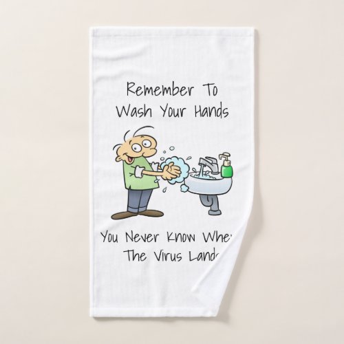Wash Your Hands Hygiene Reminder Cartoon Hand Towel