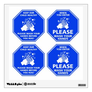 Wash Your Hands Mixed Door Decals Cleanroom Blue by HeadBees at Zazzle