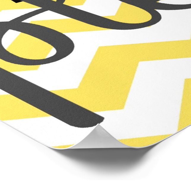 Wash Your Hands Please - Chevron - Yellow Grey Poster (Corner)