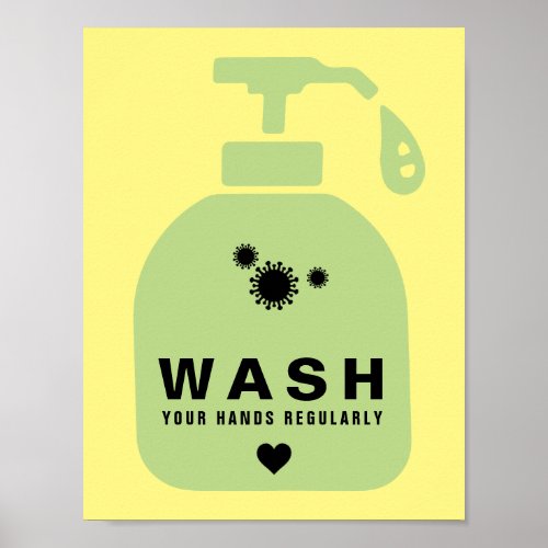 Wash Your Hands Regularly Virus Icon Poster