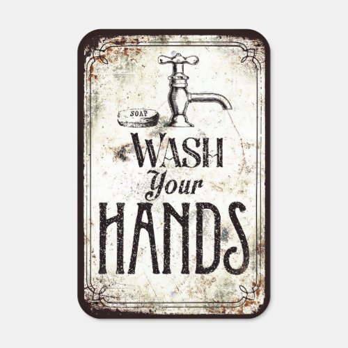 Wash Your Hands Rustic Vintage Bathroom Metal Sign