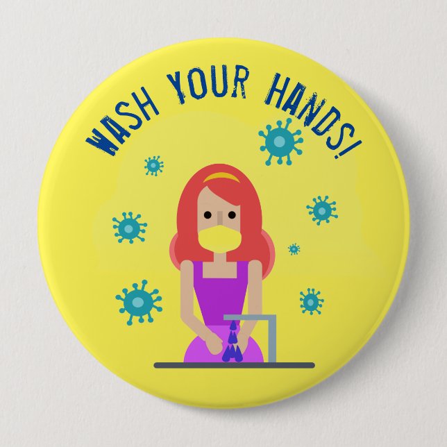Wash Your Hands safety Button (Front)