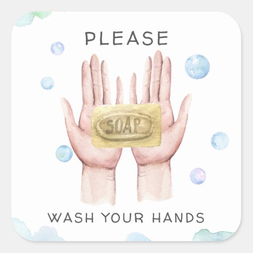Wash Your Hands  Watercolor Illustration Sticker