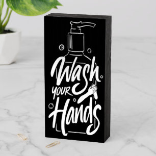 Wash Your Hands Wooden Box Sign