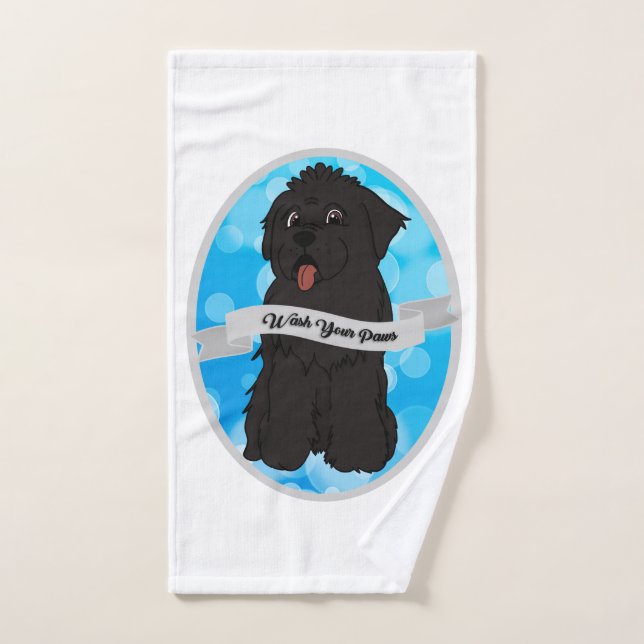 Wash your paws black newfoundland drool hand towel  (Hand Towel)