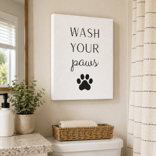 Wash Your Paws Funny Dog Bathroom Photo Tile
