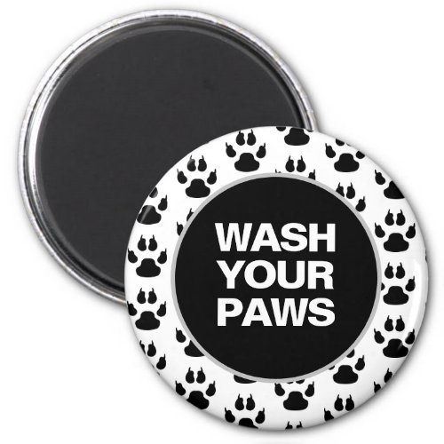 Wash Your Paws Funny Dog Saying Paw Prints Magnet