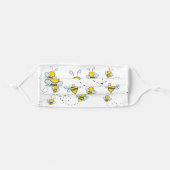 Washable Cute Bees Illustration Cloth Face Mask (Front, Folded)