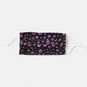 Washable Cute Purple and Black Dog Paw Print Adult Cloth Face Mask (Front, Folded)