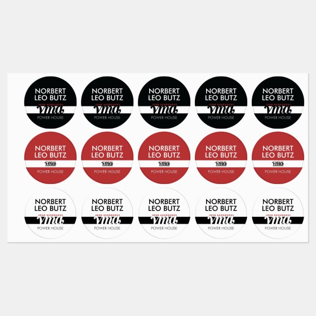 Washable Waterproof Sticker Label Black Red White (Sheet)