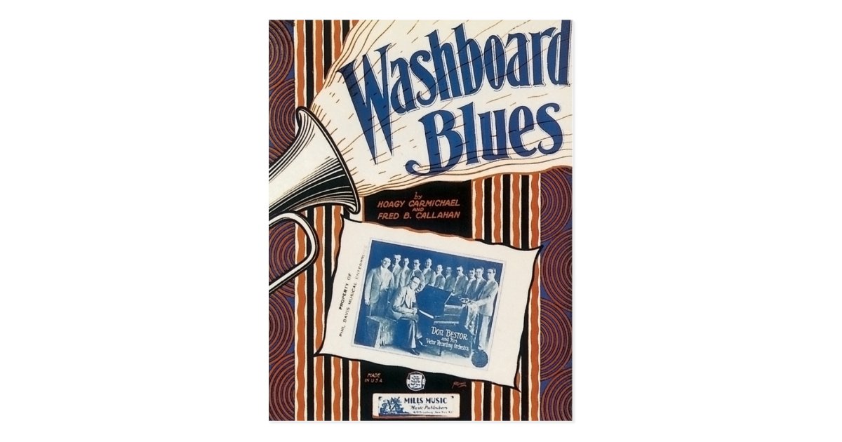Washboard Blues Vintage Song sheet Cover Postcard