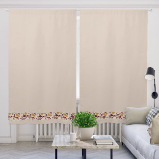 Washed Beige With Pattern Trim Blackout Curtains