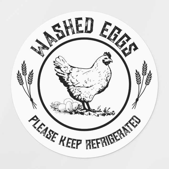Washed Eggs Keep Refrigerated Labels (Design 2)
