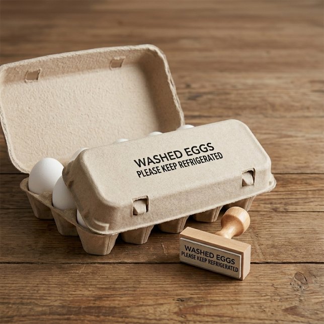 Washed Eggs Please Keep Refrigerated Chicken Duck  Rubber Stamp (washed edds please  keep refrigerated)