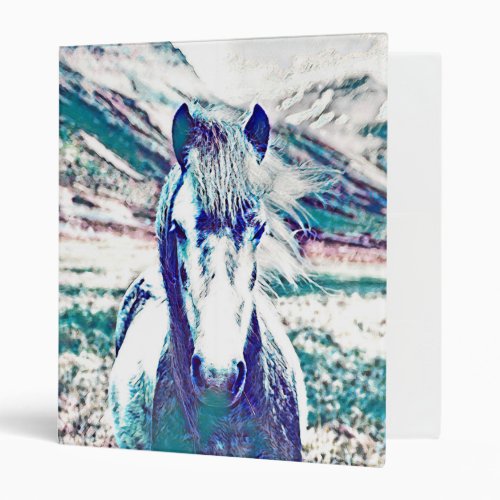 Washed Multicolor Bright Horse Art 3 Ring Binder