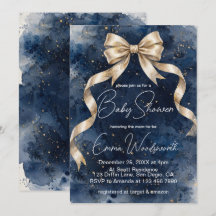 Washed Navy Blue Glittery Golden Ribbon Coquette