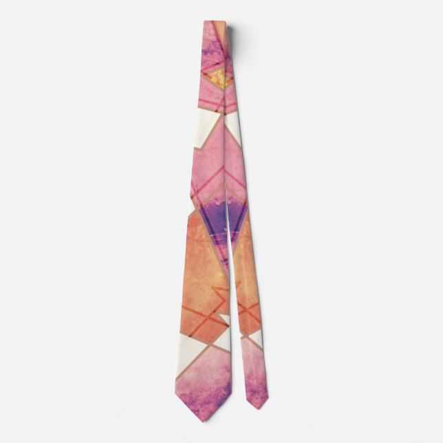 Washed Out Geometric Pattern Neck Tie (Front)