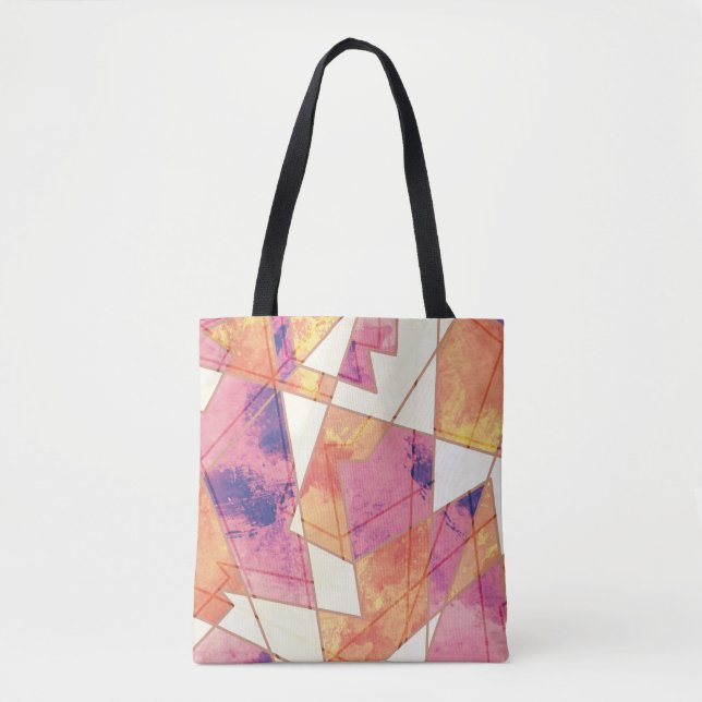 Washed Out Geometric Pattern Tote Bag (Front)